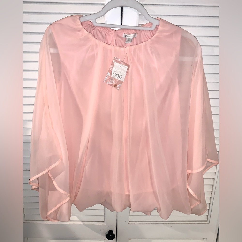 Cato Women's Pink Sheer Top with batwing sleeves NWT size Medium